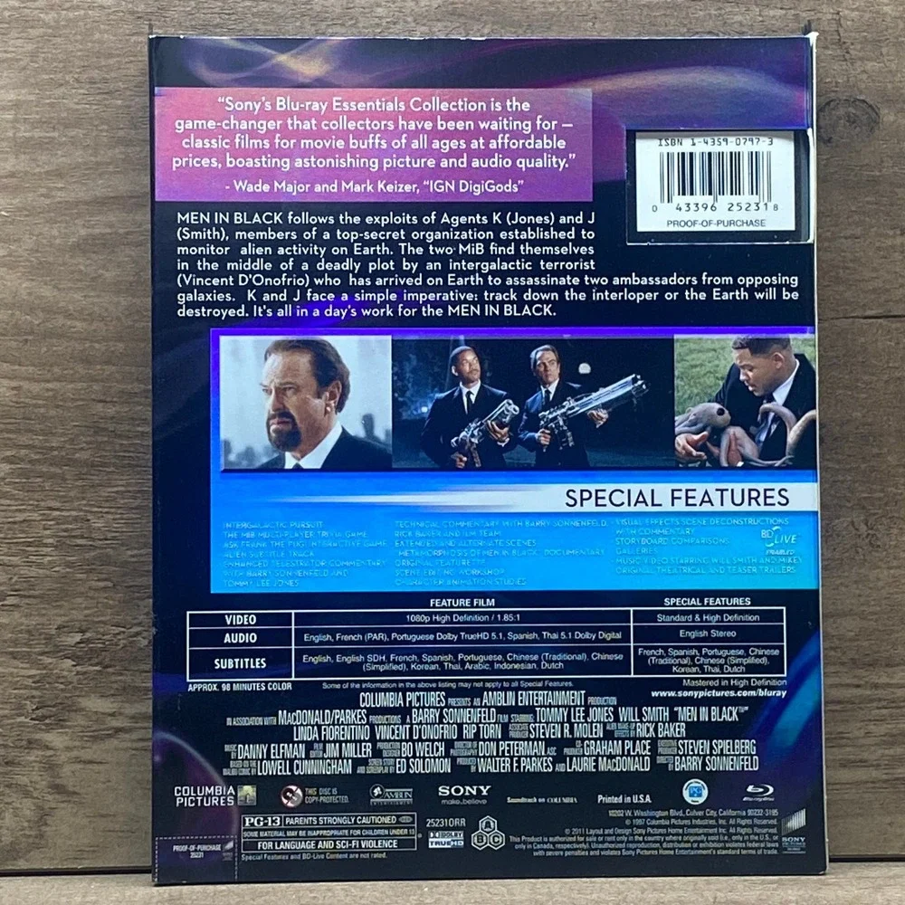 Men In Black MIB Blu-ray Essentials Remastered Will Smith Sci-Fi Movie 25231ORR